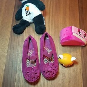 Born Magenta Suede Shoes Flower Maryjanes Girls